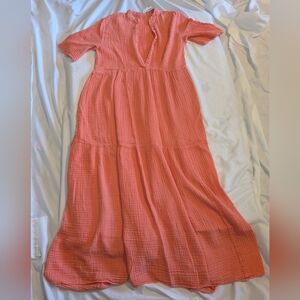 Anthropologie Women's Long Dress Coral‎ Color Size XS